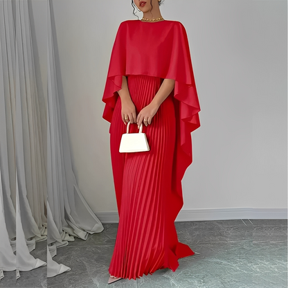 Marilou - Elegantes Damenkleid mit plissiertem Umhang