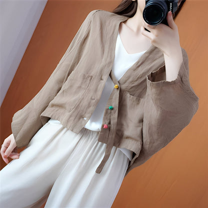 Shelia - Bequemer kurzer Cardigan mit Taschen