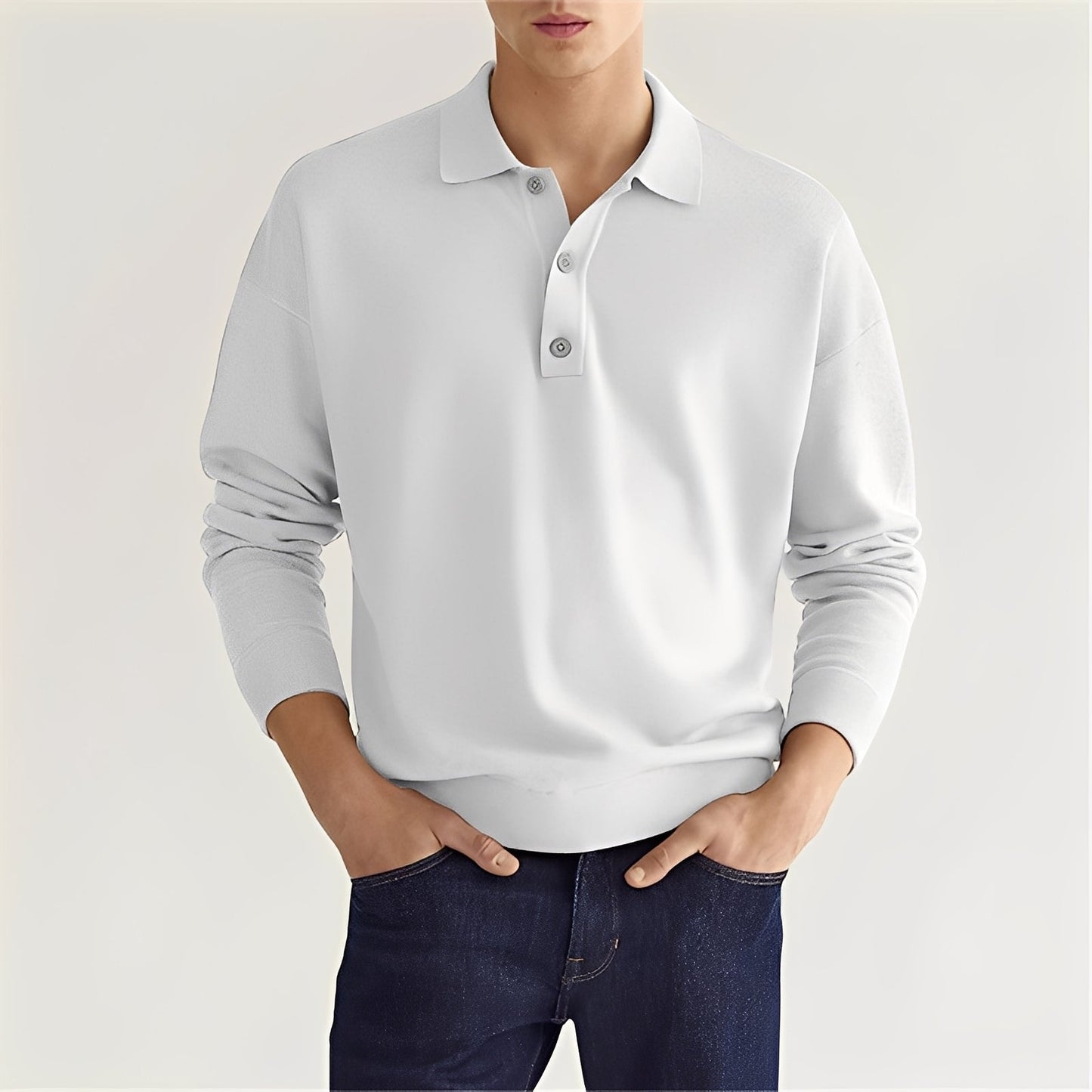Carlton - Polo à manches longues simple pour hommes