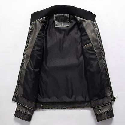 Kevin - tradycyjna męska skórzana kurtka z kieszeniami