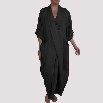 Alicia - Langes, lässiges Damenkleid mit Tasche