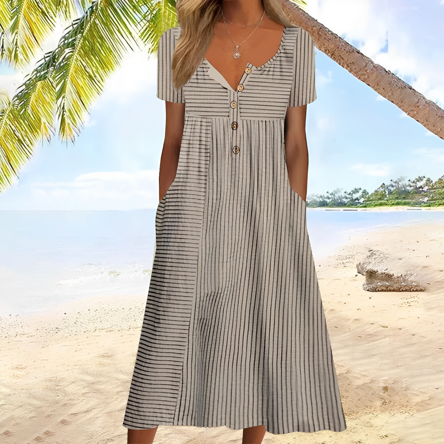 Nannie - Komfortables langes Damenkleid mit Muster