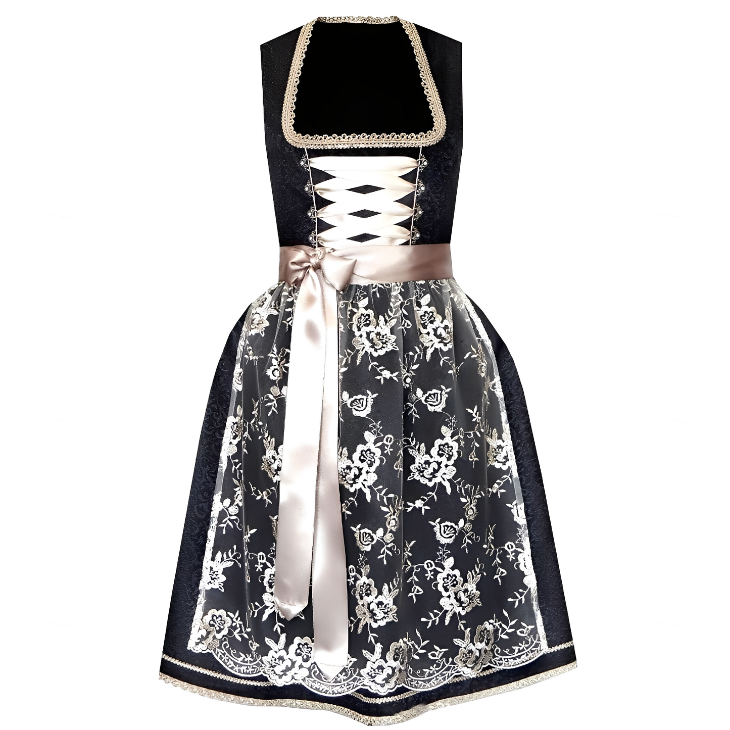 Zella - Oktoberfest-Kleid mit Schnürband und Muster für Damen
