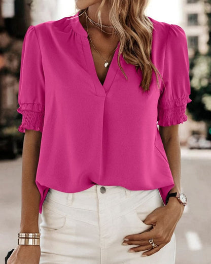 Sophia – Bluse mit V-hals und Kurzen Ärmeln