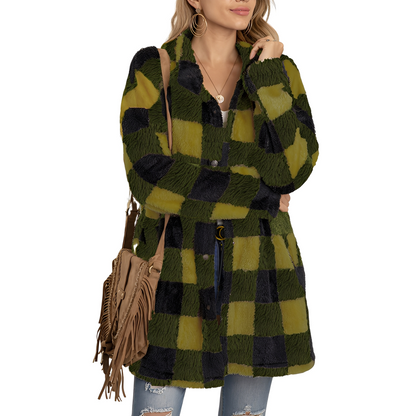 Malvina - Elegancka długa damska marynarka w kratę