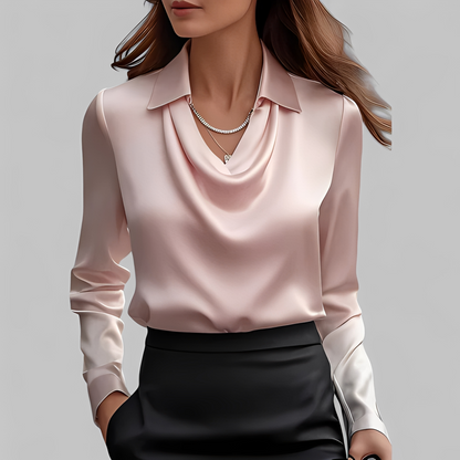Emmalyn - Drapierte Damen-Seidenbluse