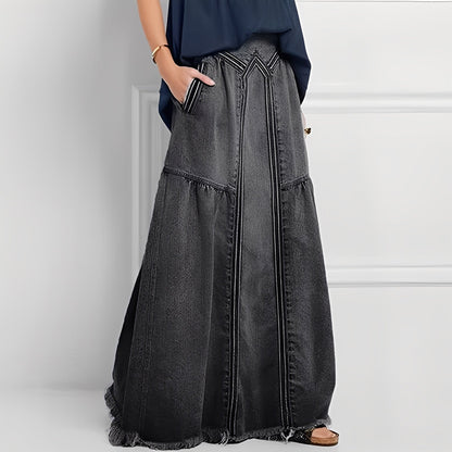 Jordyn - wygodna, elastyczna damska spódnica dżinsowa z kieszeniami