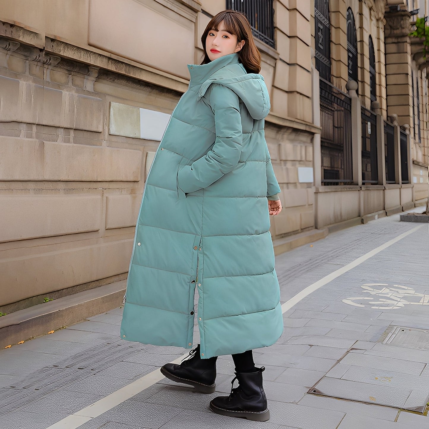 Maylis - Langer, warmer, gesteppt Damenwintermantel