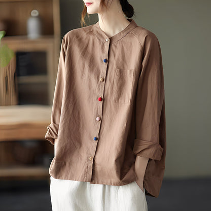 Helen - damska koszula z długimi rękawami i kieszeniami, krój locker