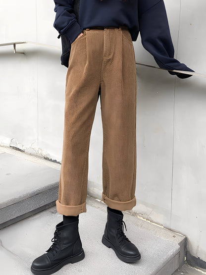 Shelbie - Locker cut corduroy pants for women in classic style