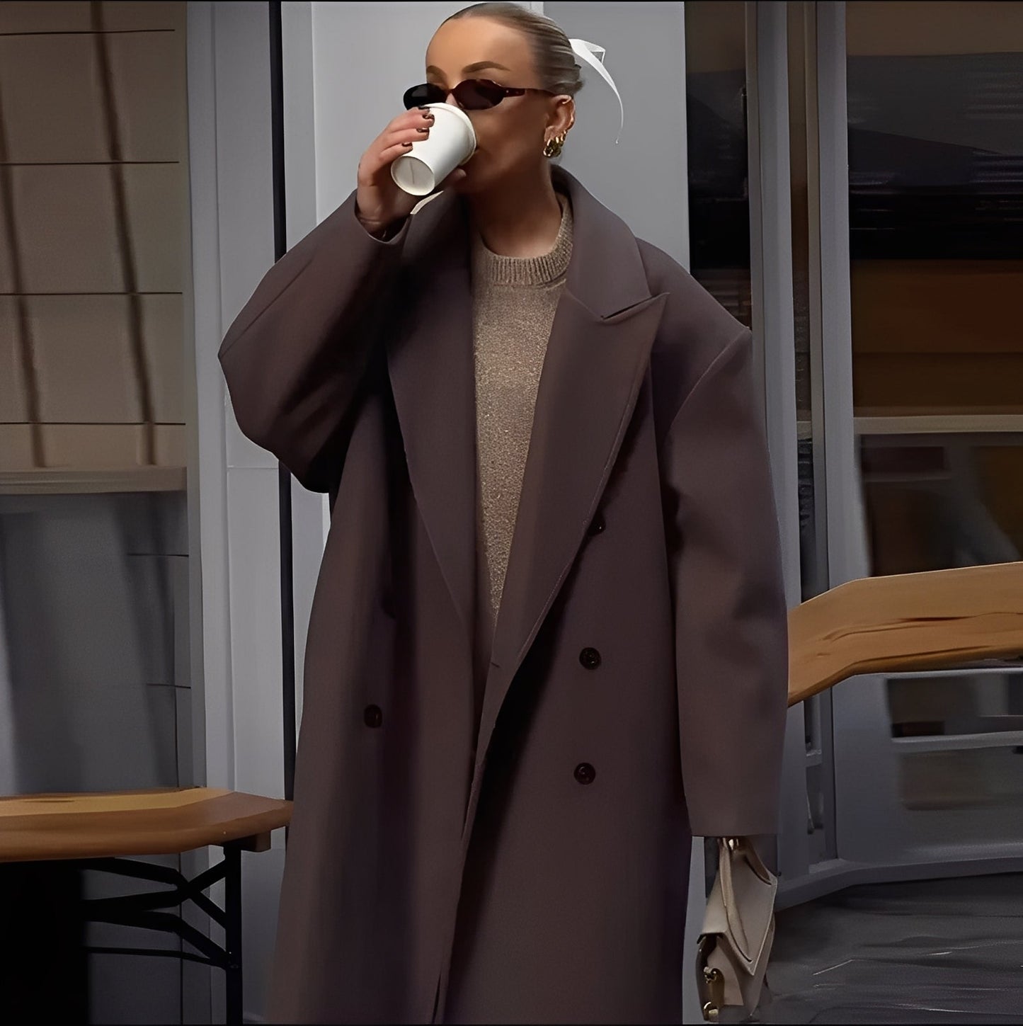 Veronica - Manteau long pour femme, élégant et décontracté, coupe ample