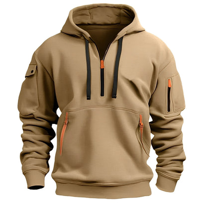 Norton - Elegant men's hoodie with half zipper