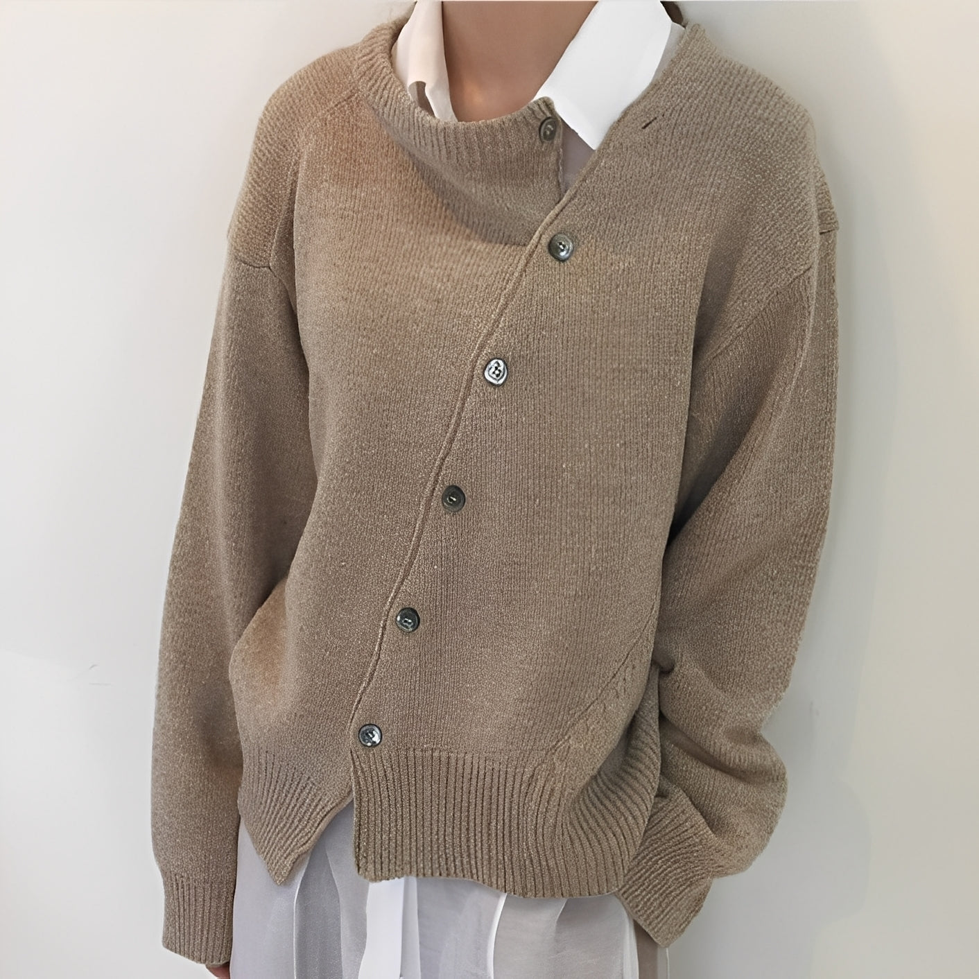 Arianna - Lockere Damen-Kaschmirjacke mit Knöpfen