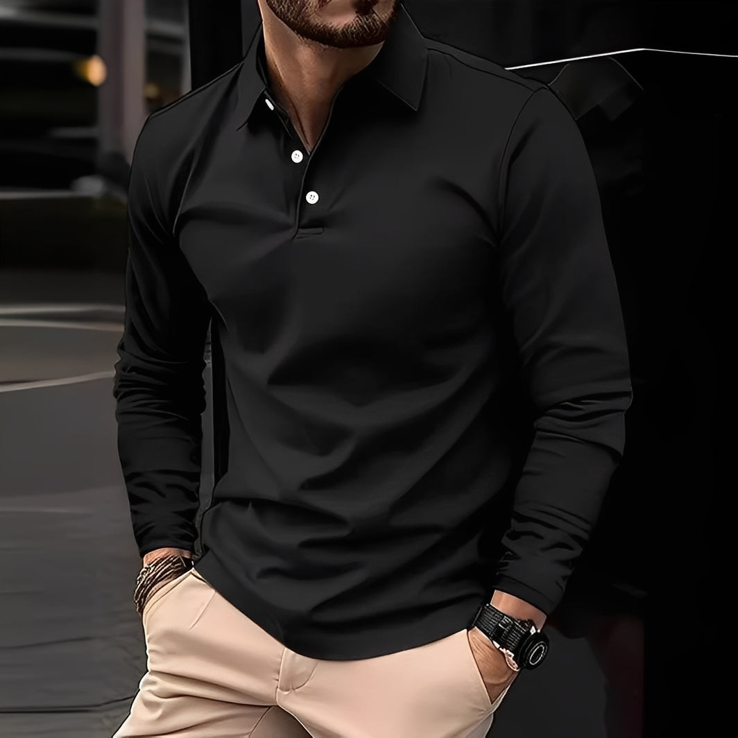 Deacon - Lockeres Langarm-Poloshirt für Herren