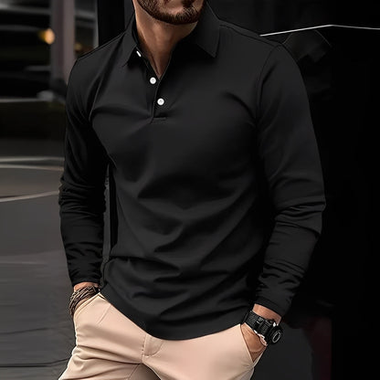 Deacon - Lockeres Langarm-Poloshirt für Herren