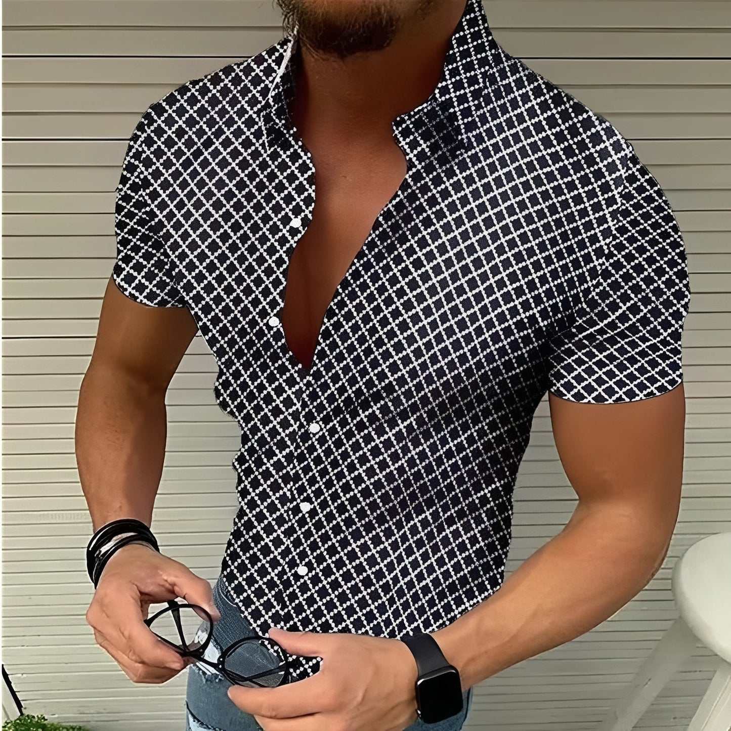 Raldy - Herren Kurzarm-Freizeithemd