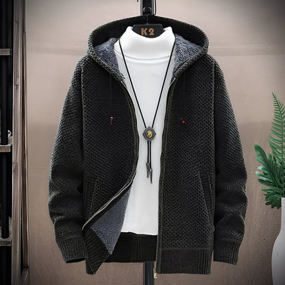 Roni - Sudadera de punto para hombre con forro interior de forro polar en estilo moderno