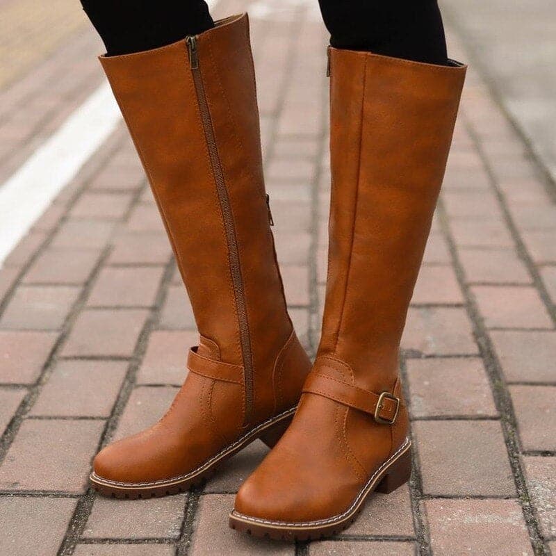 Marisa – bottes en cuir à talon bloc