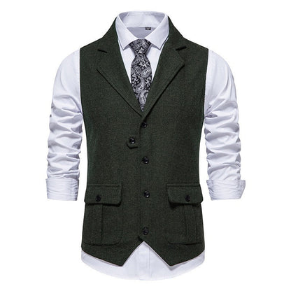 Rodney - Classic men's vest in single-breasted design with herringbone pattern