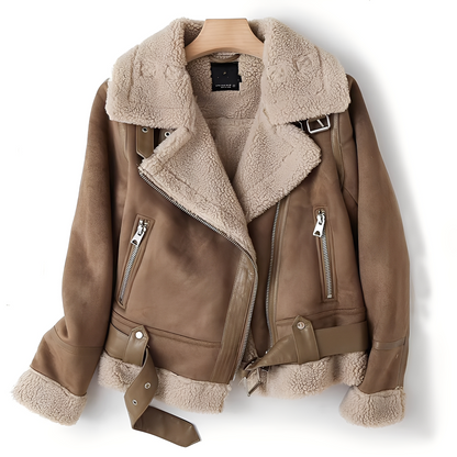 Marianne - Veste en daim tendance pour femmes avec ceinture