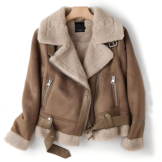 Marianne - Veste en daim tendance pour femmes avec ceinture