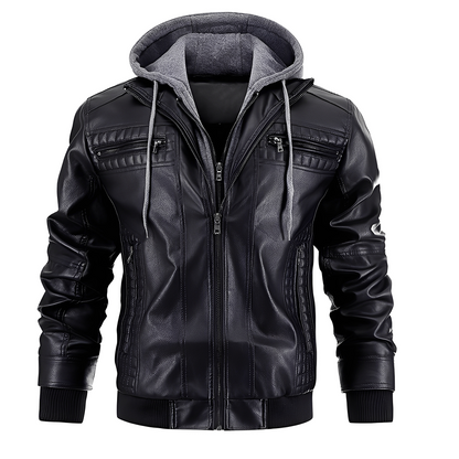 Morley - Veste en cuir classique pour homme avec capuche