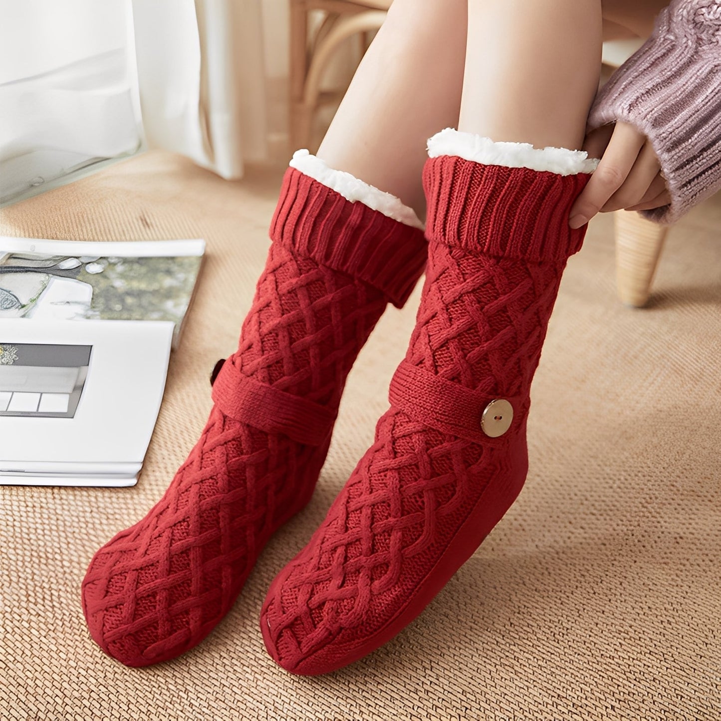 Lavina - Stilvolle Wollsocken mit Fleece-Futter für Damen