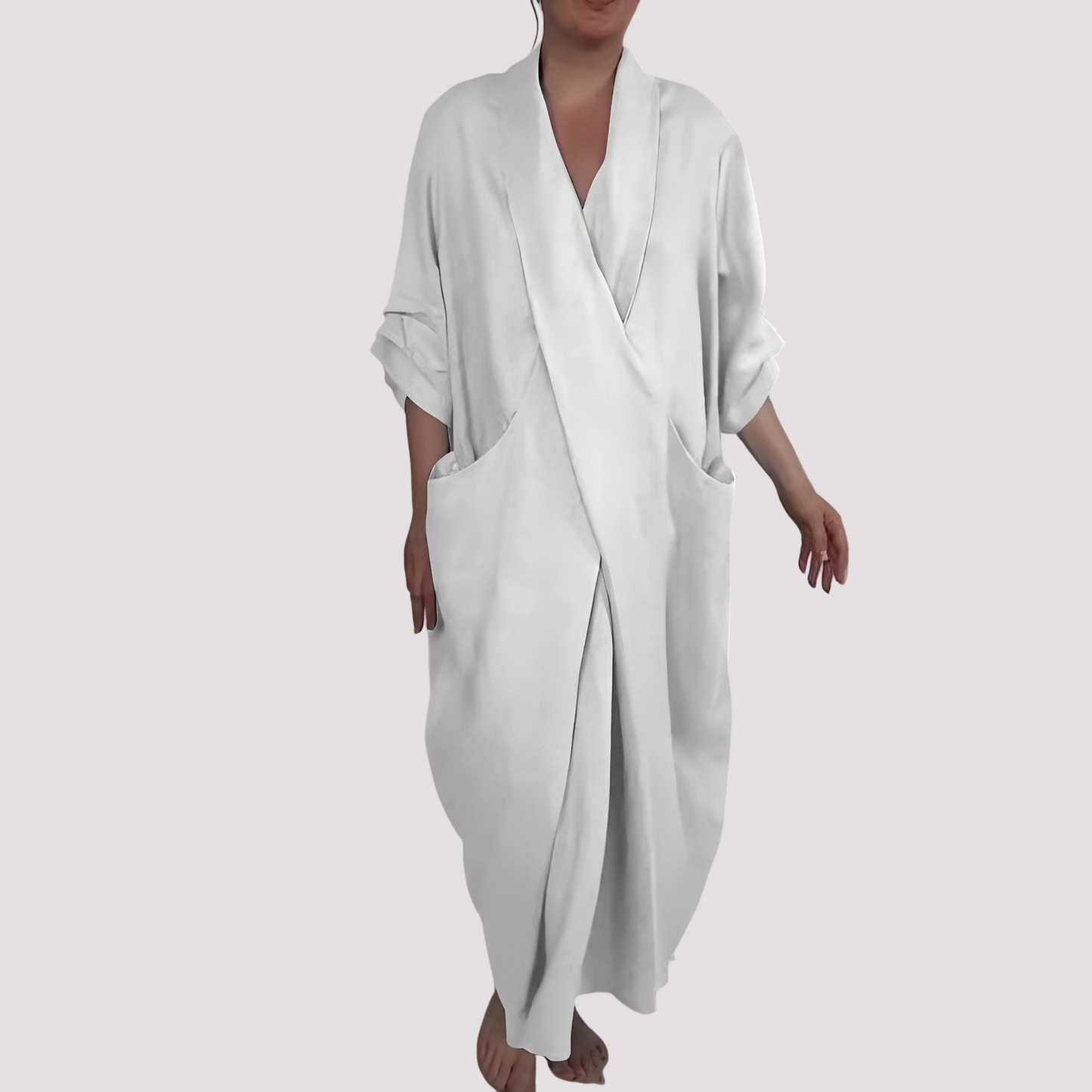 Alicia - Langes, lässiges Damenkleid mit Tasche