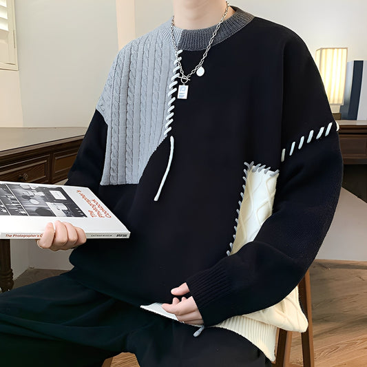 Carter - Stylish, warm men's sweater in patchwork style