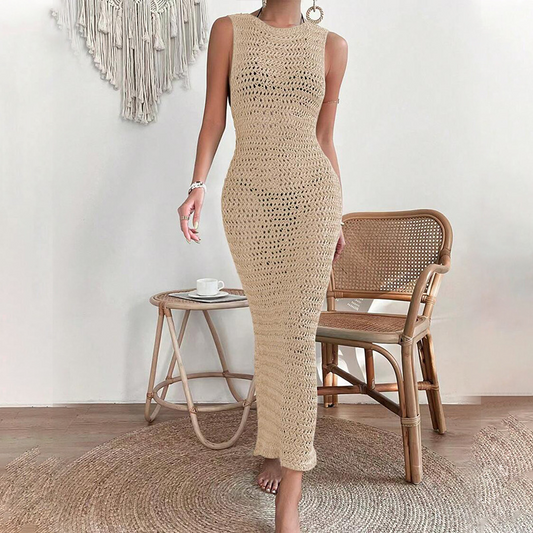 Madelina - Ärmelfreies, ausgeschnittenes Strickkleid für Frauen