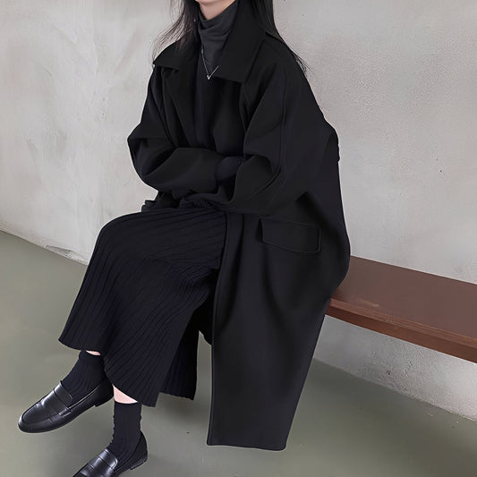 Estelle - Manteau classique en laine pour femme à simple boutonnage