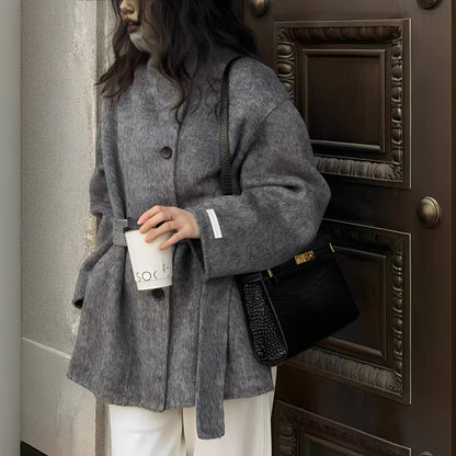 Claudia - Veste en laine décontractée à deux rangées pour femmes