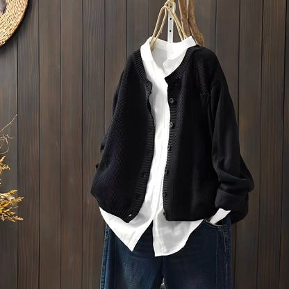 Shanon - Klassische, weit geschnittene Damen-Strickjacke