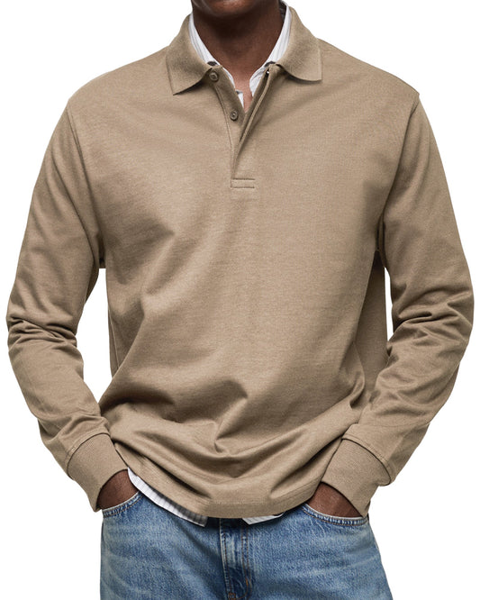 Dewey - Einfaches Herren-Langarm-Poloshirt
