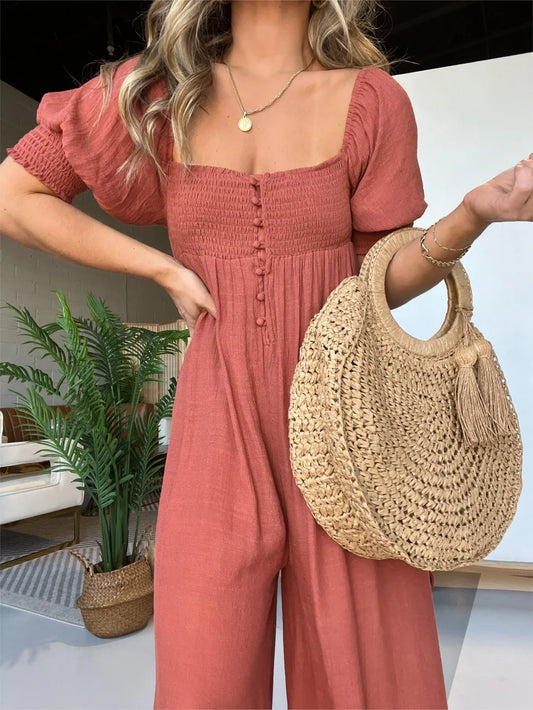 Jasmin - Weiblicher Jumpsuit mit Knöpfen für Damen