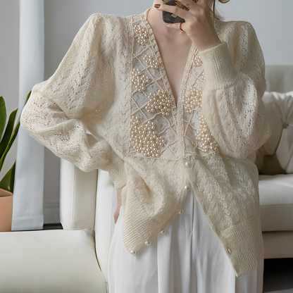 Jolie - Schicker Strickpullover mit Perlenknöpfen