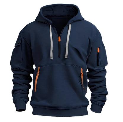 Norton - Elegant men's hoodie with half zipper