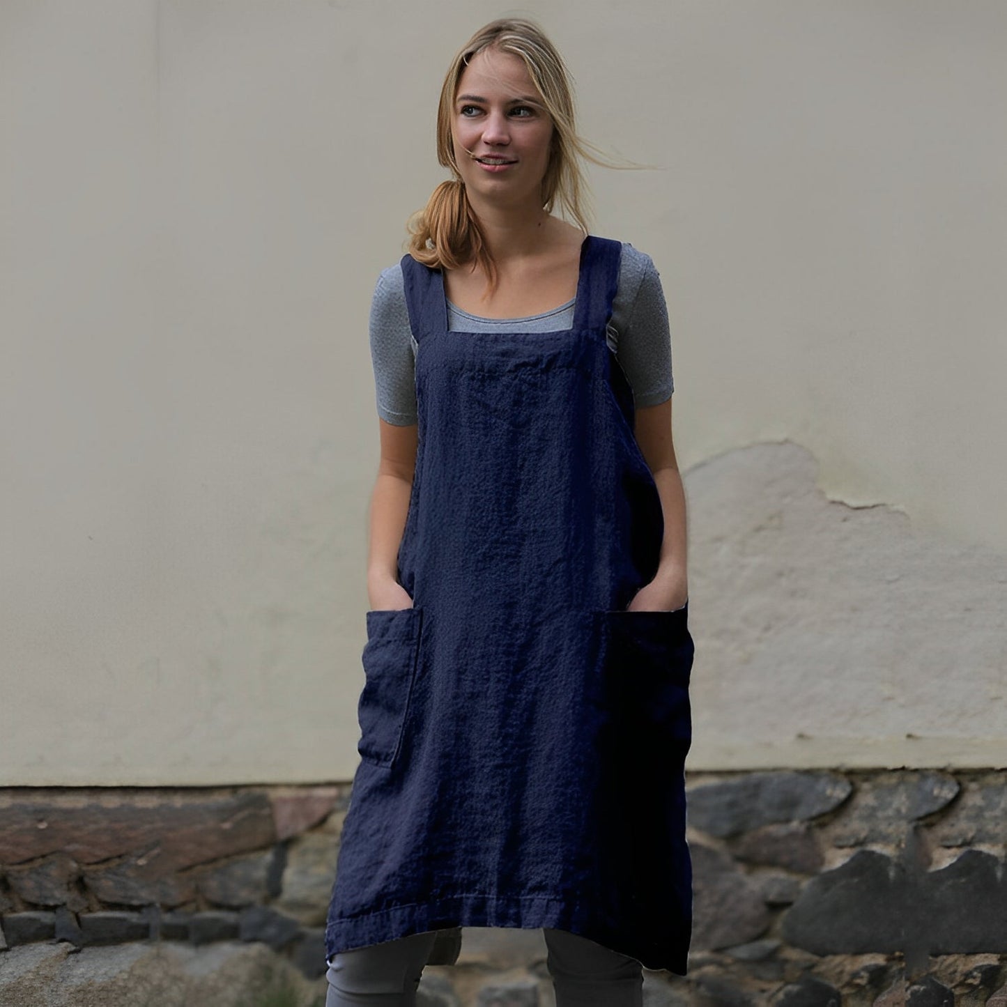 Mozelle - Damen-Schürzenkleid im legeren Stil mit Taschen