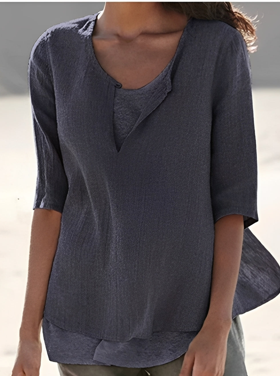 Charlie - Lässiges, weit geschnittenes Damenhemd mit 3/4-Ärmeln