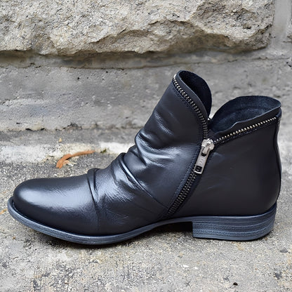 Veronica - Retro-Lederstiefel für Damen mit Reißverschluss