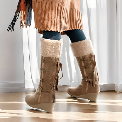Maria - Stylische Keilstiefel mit Fellfutter für Damen