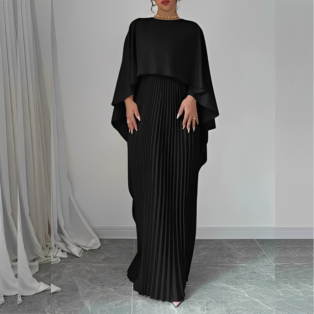 Marilou - Elegantes Damenkleid mit plissiertem Umhang