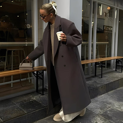 Veronica - Manteau long pour femme, élégant et décontracté, coupe ample