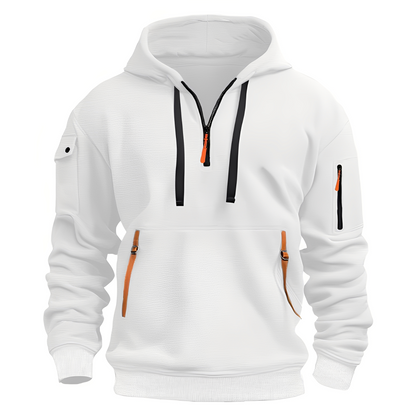 Norton - Elegant men's hoodie with half zipper