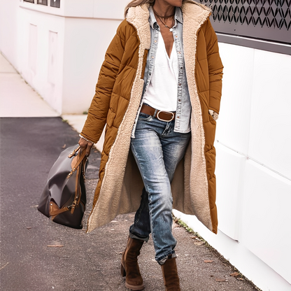 Nadège - Cappotto invernale lungo trapuntato da donna con cappuccio