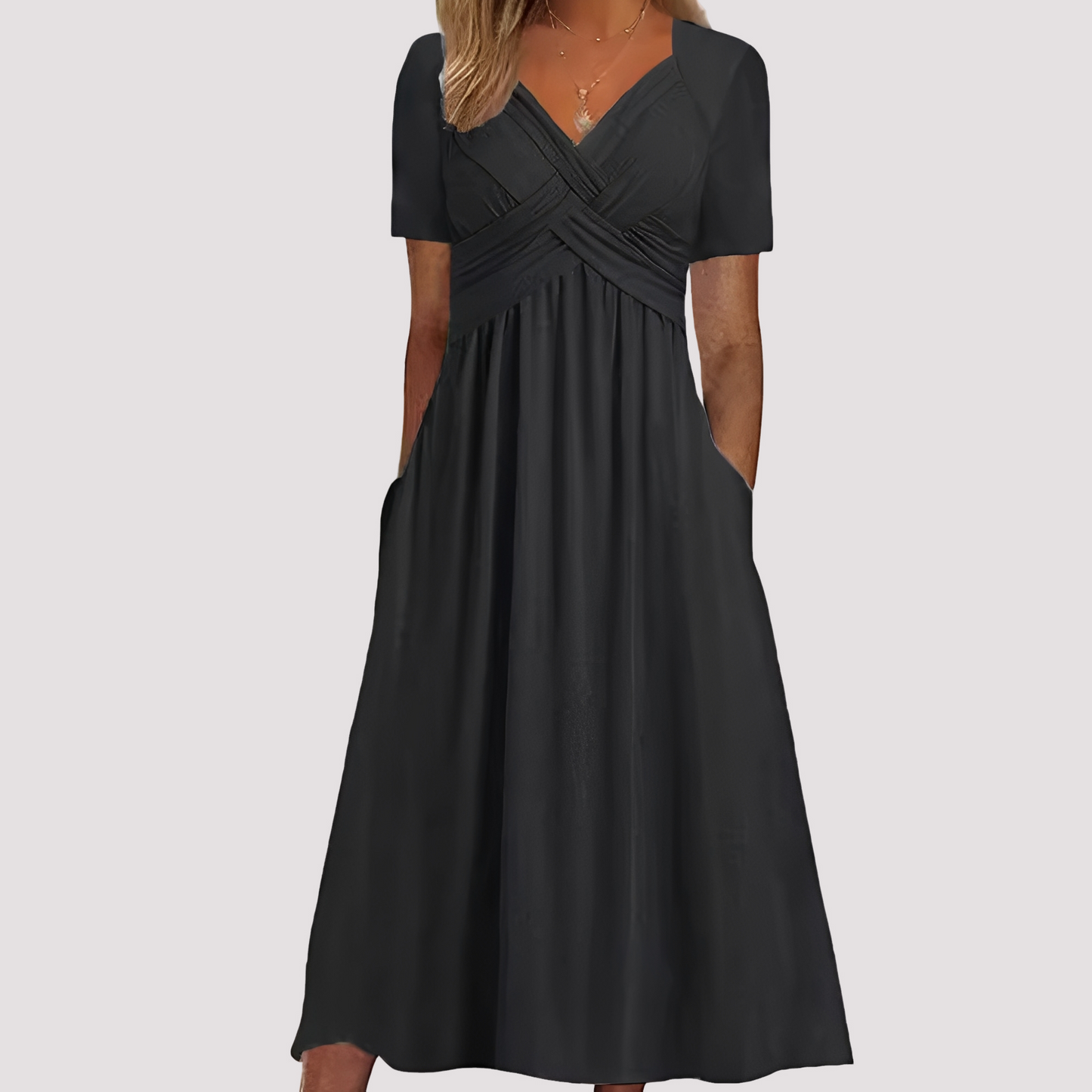 Gabriella - Elegantes Midikleid mit V-Ausschnitt für Damen