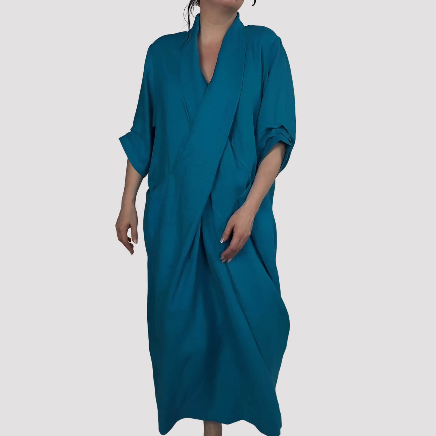 Alicia - Langes, lässiges Damenkleid mit Tasche