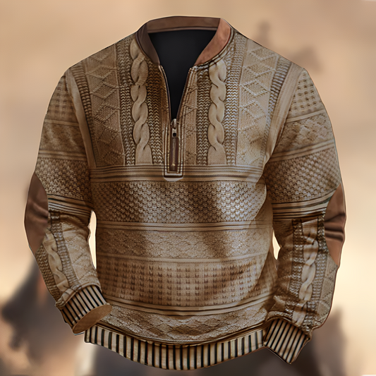 Edmund - Bequemer Herrenpullover mit Aufdruck und Zipper