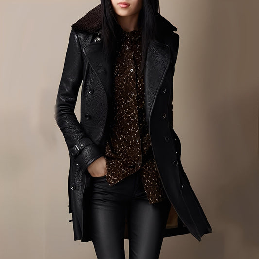 Rachael - Women's coat made of faux leather in modern style