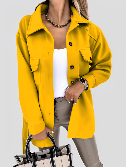 Tiffanie - nowoczesna, lekka damska kurtka z wełny z kołnierzem z klapami